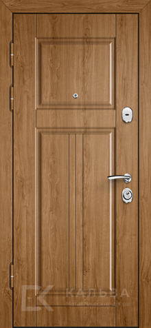 Фото №2 «Стальная дверь тёмная с резьбой снаружи светлый дуб внутри №27»