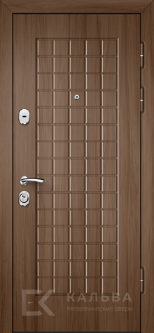 Фото «Металлическая дверь орех квадратная фрезеровка и белая панель №73»