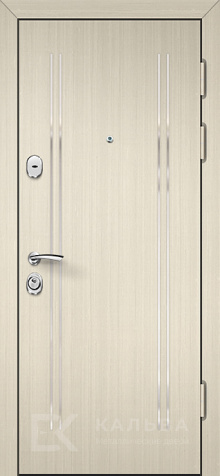 Фото «Входная дверь бежевый металл и светлая МДФ с кругом №76»