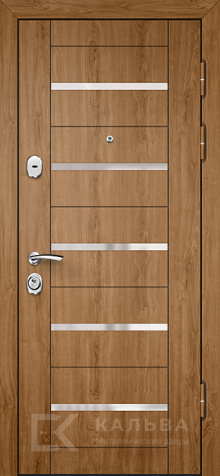 Фото «Металлическая дверь дуб с горизонтальными вставками внутри графит классика №30»