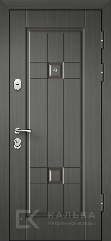 Фото «Входная дверь венге с квадратной фрезеровкой и серой МДФ №44»